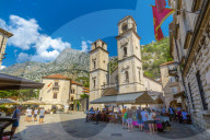 View of St. Tryphon Cathedral, Old Town, UNESCO World Heritage Site, Kotor, Montenegro, Europe