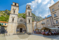 View of St. Tryphon Cathedral, Old Town, UNESCO World Heritage Site, Kotor, Montenegro, Europe