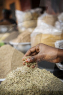 Spices on display in local market, Accra, Ghana, Africa