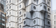 The Nakagin Capsule Tower in Shimbashi, Tokyo, Japan.