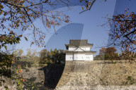 The walls of Osaka Castle in Osaka, Japan. One of Japan's most famous landmarks.
