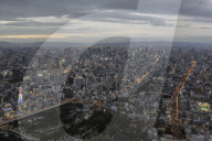 High rise buildings in central Osaka, Japan.