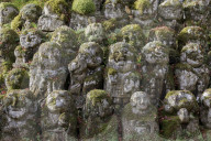 Otagi Nenbutsu-ji temple on the outskirts of Kyoto. Its collection of 1200 Rakan statues represent the disciples of Buddha.