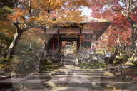 Autumn color in Jojakko-ji Temple in Arashiyama, Kyoto, Japan.