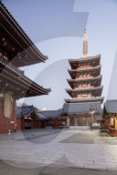 Senso-ji temple in the city of Tokyo, Japan. An ancient Buddhist temple in the Asakusa district of Tokyo.