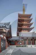 Senso-ji temple in the city of Tokyo, Japan. An ancient Buddhist temple in the Asakusa district of Tokyo.