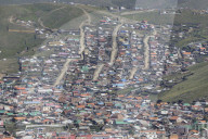 Looking down on the outskirts of Ulaanbaatar in Mongolia.