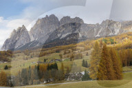 Autumn color near to Cortina d'Ampezzo in the Dolomites, Italy.