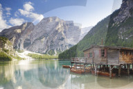 Lago di Braies in the Dolomites of Italy.
