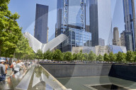 9/11 Memorial Fountain in New York City.