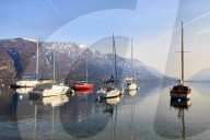 Sailing boats in the harbour at Borgo di Pescallo in Bellagio, Lake Como