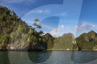 Karst limestone formations in Wayag Island, Raja Ampat, West Papua, Indonesia.