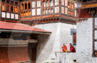 Buddhist monks, Trongsa Dzong, Trongsa, Bhutan.