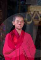 Portrait young Buddhist monk, Punakha Dzong.