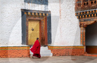 Portrait Buddhist monk, Punakha Dzong.