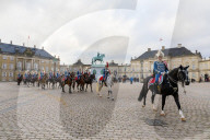 Guards on Horseback, Changing of the Guard, Amalienborg Palace, Copenhagen, Denmark