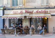 Cafe in the Old Town of Antibes, Antibes, South of France,