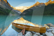 Cedar-Strip Canoe at Lake Louise, Banff National Park, Alberta, Canada