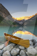 Cedar-Strip Canoe at Lake Louise, Banff National Park, Alberta, Canada