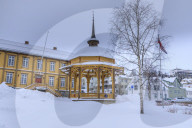 Tromso, Radstua theatre former town hall, music pavillion, deep snow, Winter, Troms, Arctic Circle, North Norway, Europe