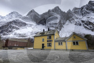 Trollveggen, Troll Wall, Rauma Railway station, Romsdalen Valley, snow, mountains, Winter, More Og Romsdal, Norway