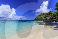 Long Bay Beach, beautiful soft white sand, turquoise sea, palm trees, Antigua, Leeward Islands, West Indies, Caribbean