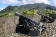 Citadel cannons, Brimstone Hill Fortress National Park, UNESCO World Heritage Site, St. Kitts, St. Kitts and Nevis, Caribbean
