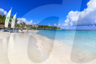 Long Bay Beach, beautiful white sand, turquoise sea, watersports, tourists, Antigua, Leeward Islands, West Indies, Caribbean