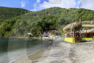 Deshaies, Catherine's Bar, Death In Paradise location, late afternoon, Basse Terre, Guadeloupe, Lesser Antilles, Caribbean