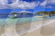 Anse du Fond Cure, white sand beach, turquoise sea, Les Saintes Bay, Terre de Haut, Iles Des Saintes, Guadeloupe, Caribbean