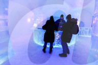 Sorrisniva Igloo Hotel, snow or ice hotel, striking sculpture, ice bar, Alta, Winter, Finnmark, Arctic Circle, North Norway