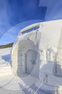 Sorrisniva Igloo Hotel, ice hotel, exterior, Alta, Winter snow and sun, Troms og Finnmark, Arctic Circle, North Norway, Europe