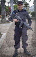 An armed policeman in El Salvador