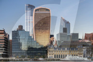 City of London skyline winter 2019 showing the newly completed Twenty Two building (PLP‚Äôs 22 Bishopsgate) and the Walkie Talkie