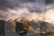 Fairy tale landscape during the autumn sunset over Bettmeralp, canton of Valais, Switzerland