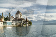 Oberhofen Castle and Lake Thun, Canton of Bern, Switzerland