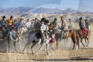 Men practising a traditional Buzkashi game, Yaklawang, Afghanistan