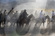 Men practising a traditional Buzkashi game, Yaklawang, Afghanistan