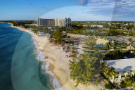 Aerial of the 7 mile beach, Grand Cayman, Cayman islands