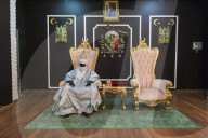 Sultan of Agadez in his throne in his palace, Unesco world heritage sight Agadez, Niger
