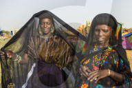Young girls at the Gerewol festival, courtship ritual competition among the Woodaabe Fula people, Niger