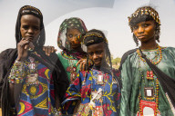 Young girls at the Gerewol festival, courtship ritual competition among the Woodaabe Fula people, Niger