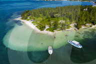 Aerial of starfish point on water Cay, Grand Cayman, Cayman islands (drone)