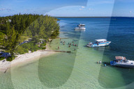 Aerial of starfish point on water Cay, Grand Cayman, Cayman islands (drone)