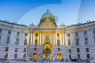 Hofburg Palace at dusk, Vienna, Austria, Europe.