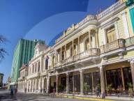 Architecture at Parque Vidal, Santa Clara, Villa Clara Province, Cuba