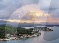 Santiago de Cuba Bay at sunset, elevated view, Santiago de Cuba Province, Cuba