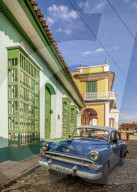 Vintage car on the cobbled street of Trinidad, Sancti Spiritus Province, Cuba