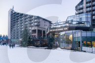 January 2020 Borovets Ski Resort, Bulgaria. Bars and eateries at the Bottom of the ski hill.