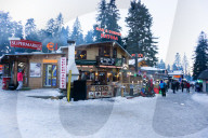 January 2020 Borovets Ski Resort, Bulgaria. Bars and eateries at the Bottom of the ski hill.